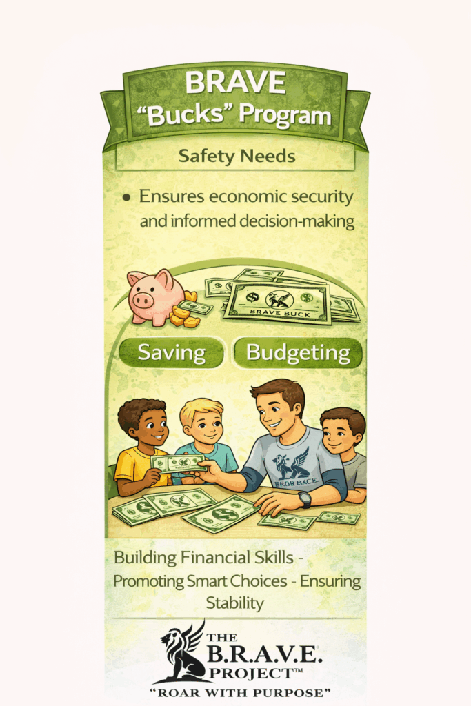 Illustration promoting budgeting and saving for economic security.