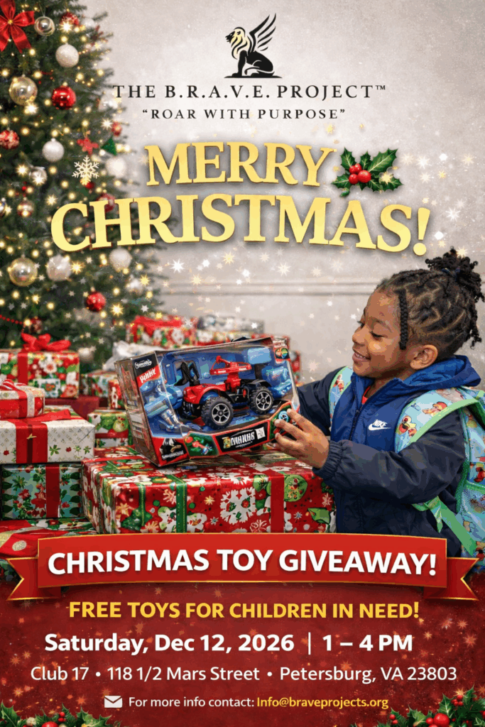 Christmas fundraiser and toy distribution information.