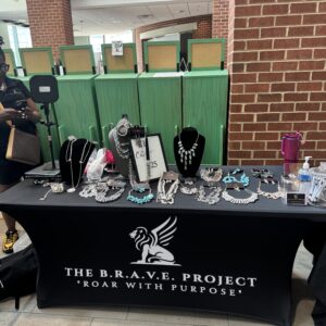 Charity booth selling jewelry to support The B.A.G. Project.