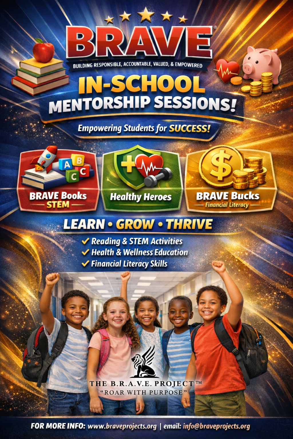 In-school mentorship sessions promoting student success with fun activities and rewards.