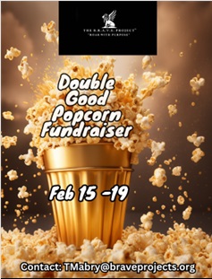 Double Good Popcorn fundraiser flyer.