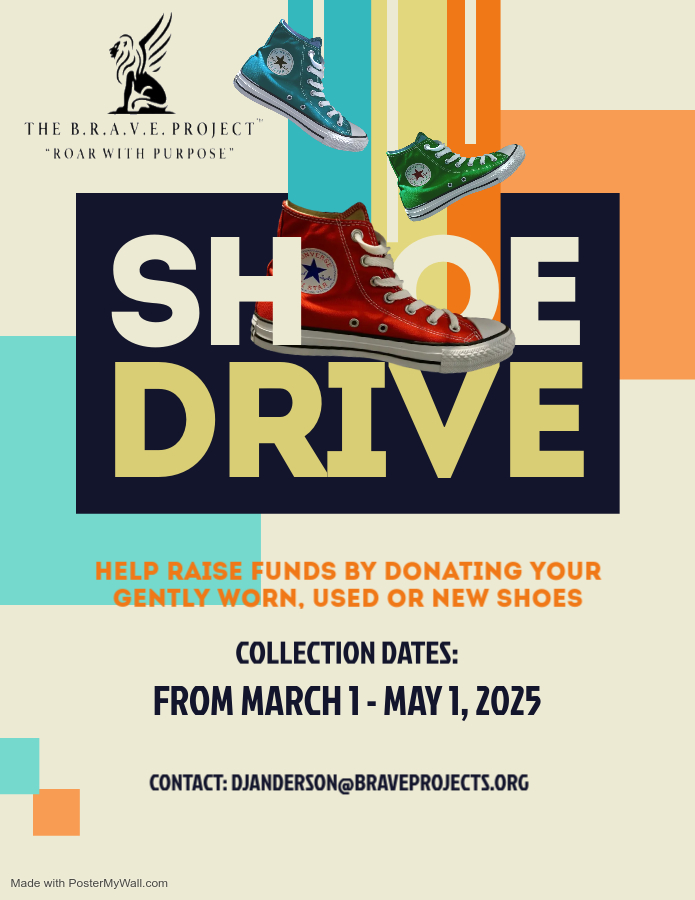 Shoe drive fundraiser flyer.
