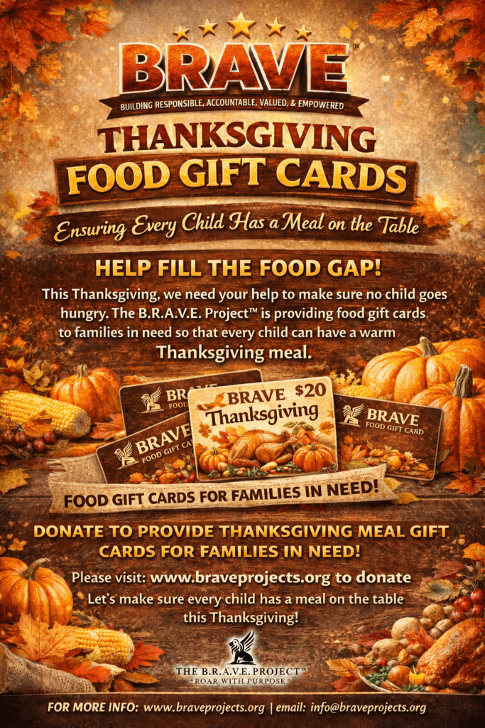 Thanksgiving food gift card fundraiser information.